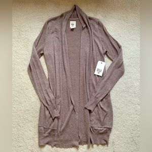 NWT/ Billabong Long Cardigan, Brown, size S, brand new